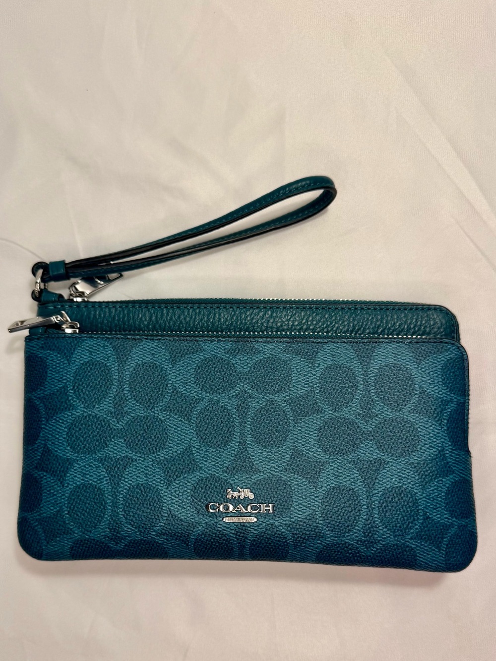 Coach Teal Signature Wristlet Clutch
